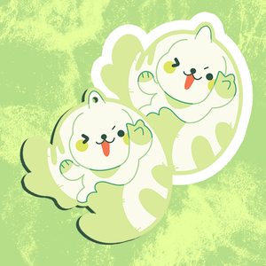 Green Bunny Sticker and Charm