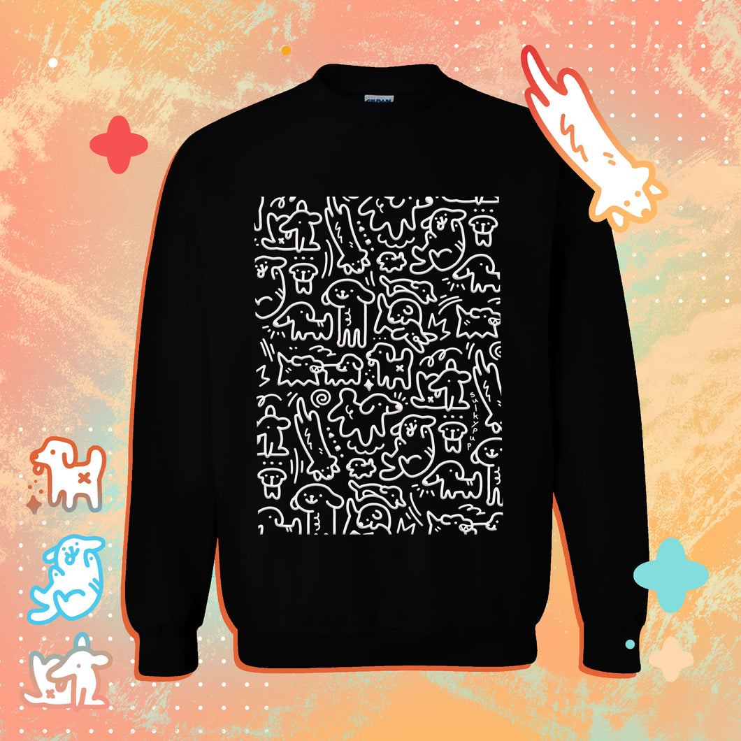 V2 Silly Dog Sweater with Puff Ink (BLACK)